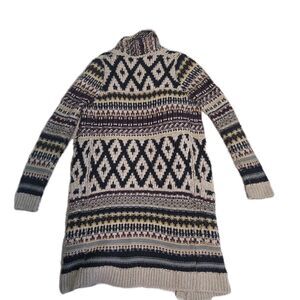 Anthropologie Line Cardigan Sweater Womens Small Gray Oslo Fair Isle Boho